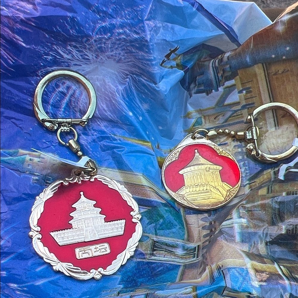 #1007+ Red and Silver Keychain Set Of Two